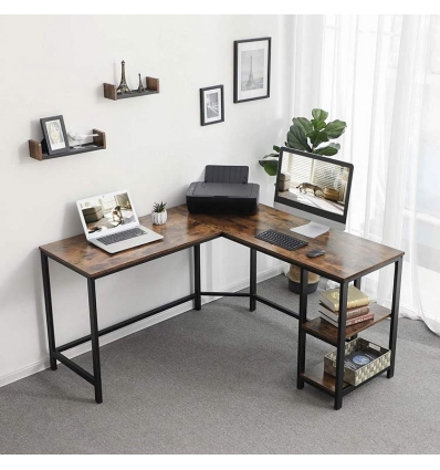 L-SHAPED DESK WITH SHELVES VASAGLE