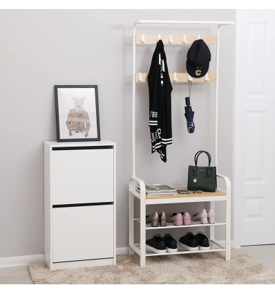 WHITE ENTRYWAY COAT RACK VASAGLE