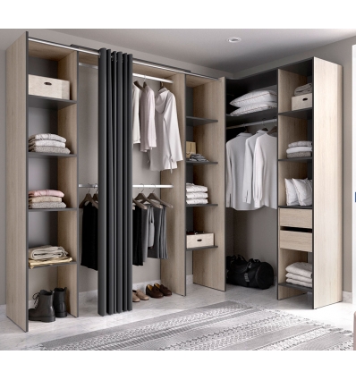 Dressing wardrobe with curtain